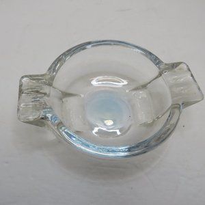VTG Mid-Century Circular Double Cigarette Holder Clear w/Blue Tint Glass